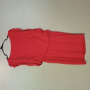 VINCE CAMUTO Womens Angled Ruffle Peplum Sheath Red Dress Womens‎ Medium